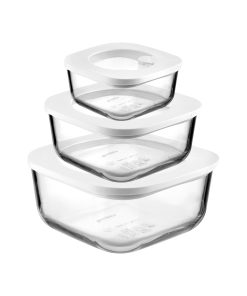 SET OF 3 LEAK-PROOF GLASS CONTAINERS 'STORE&MORE GLASS' "FOOD STORAGE"