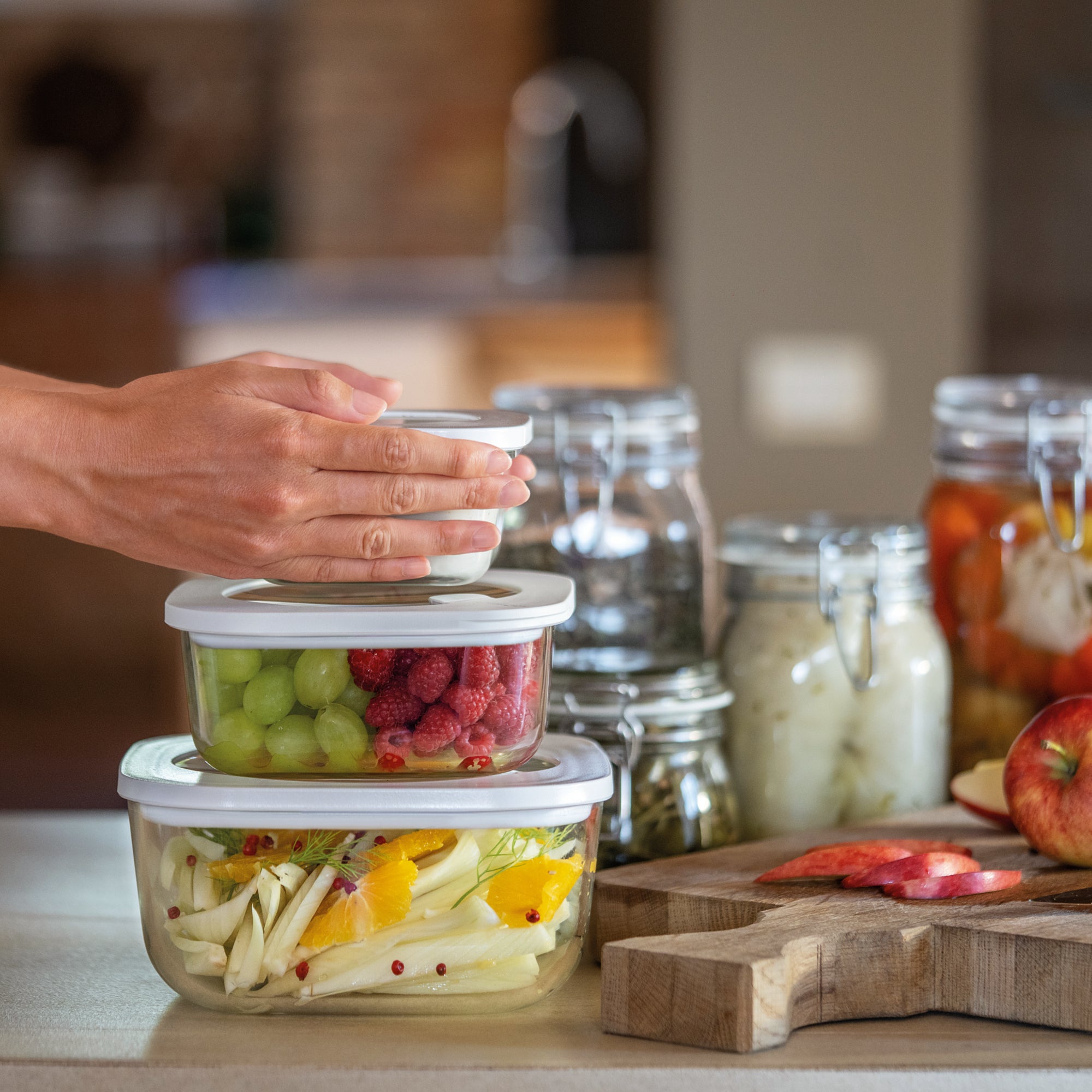 SET OF 3 LEAK-PROOF GLASS CONTAINERS 'STORE&MORE GLASS' "FOOD STORAGE" - Image 2