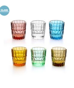 SET OF 6 GLASS SHOT GLASSES "VANITY GLASS"