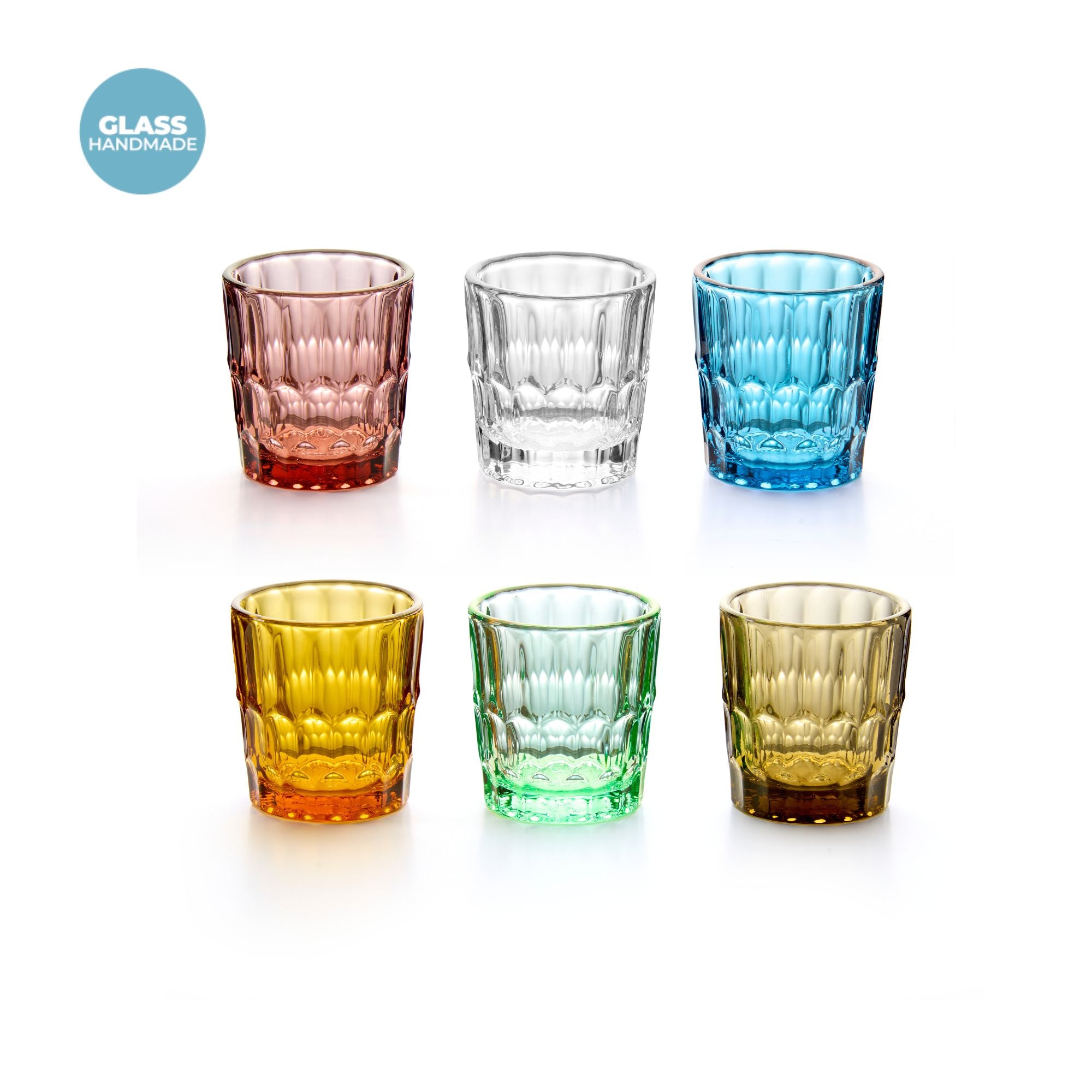 SET OF 6 GLASS SHOT GLASSES "VANITY GLASS"