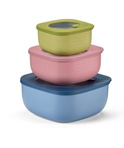 SET 3 SHALLOW CONTAINERS 'STORE&MORE BIO' "FOOD STORAGE" - SQUARE