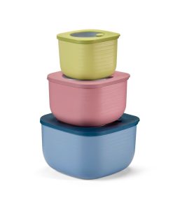 SET 3 DEEP CONTAINERS 'STORE&MORE BIO' "FOOD STORAGE" - SQUARE
