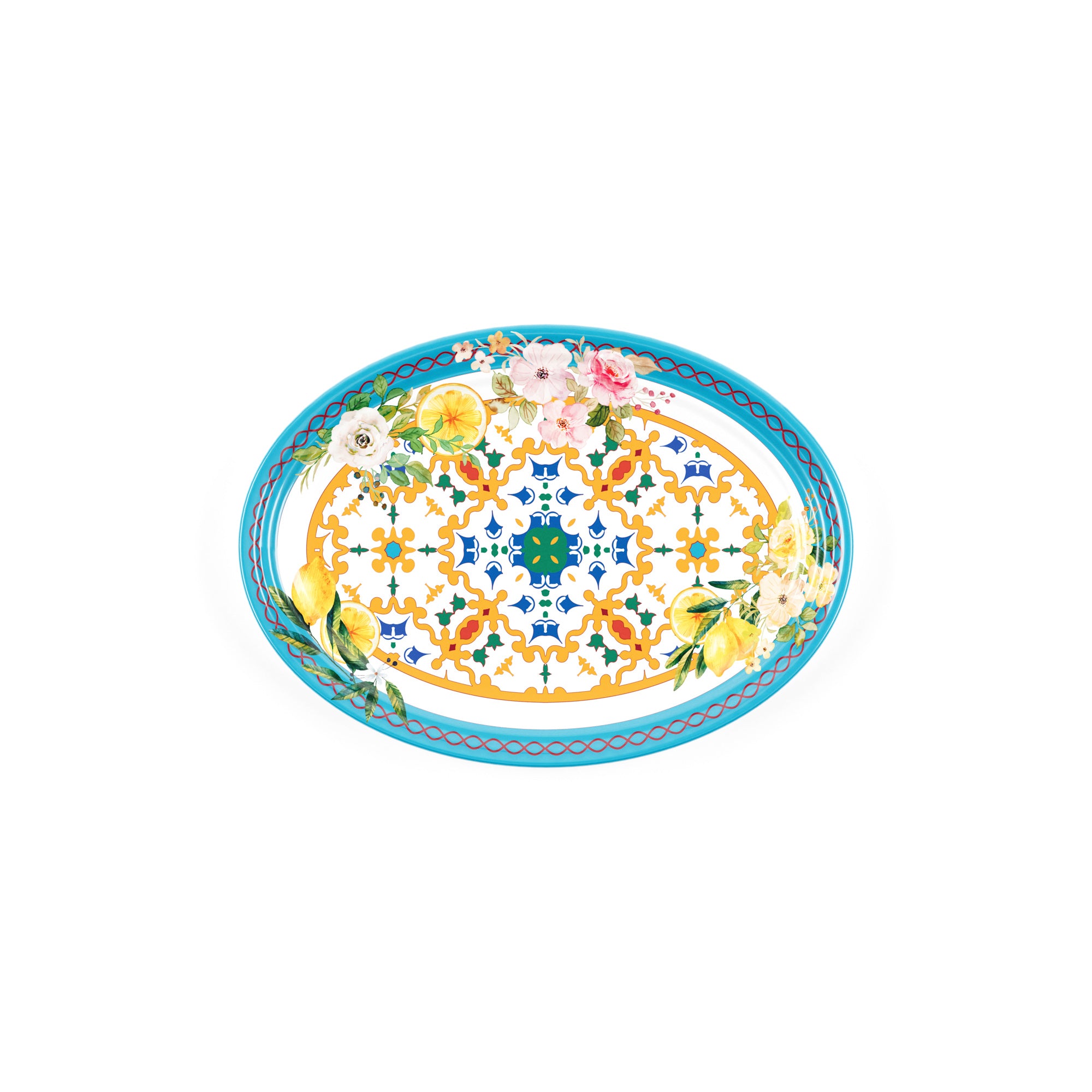 SMALL OVAL TRAY ''FLOWER&LEMON'' - Image 4