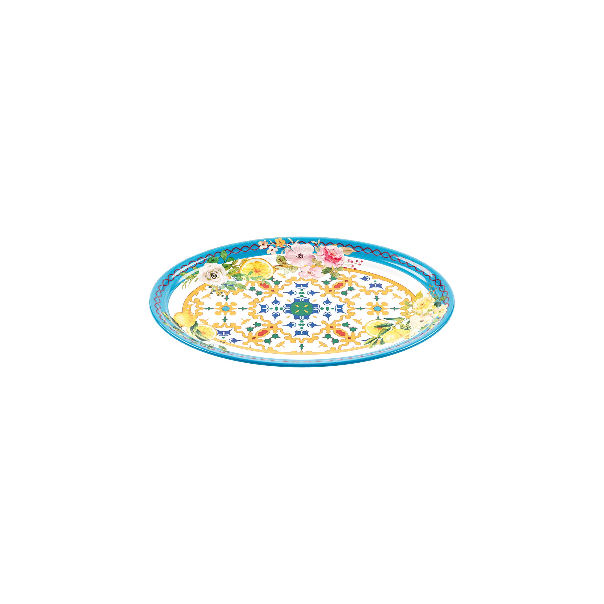 SMALL OVAL TRAY ''FLOWER&LEMON''