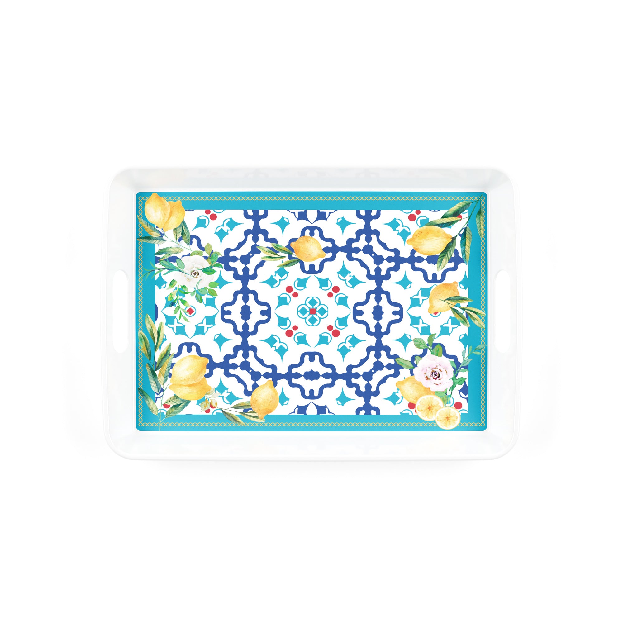 RECTANGULAR TRAY WITH HANDLES ''FLOWER&LEMON'' - Image 2