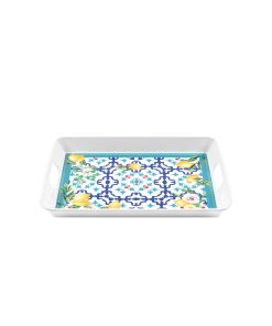 RECTANGULAR TRAY WITH HANDLES ''FLOWER&LEMON''