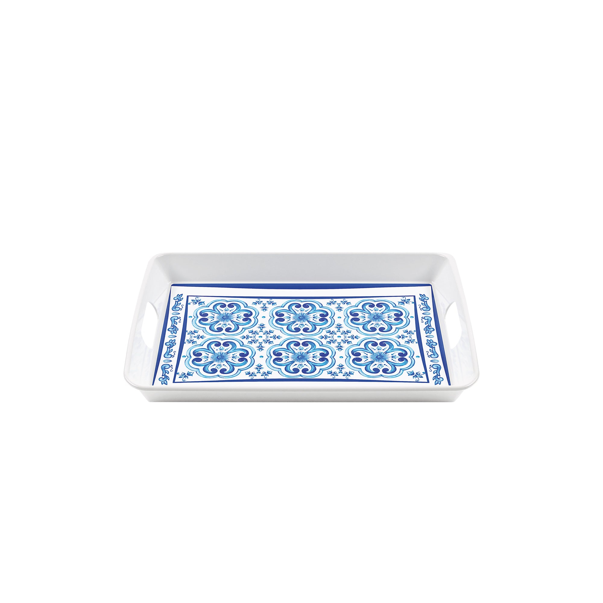 RECTANGULAR TRAY WITH HANDLES "BLUES"