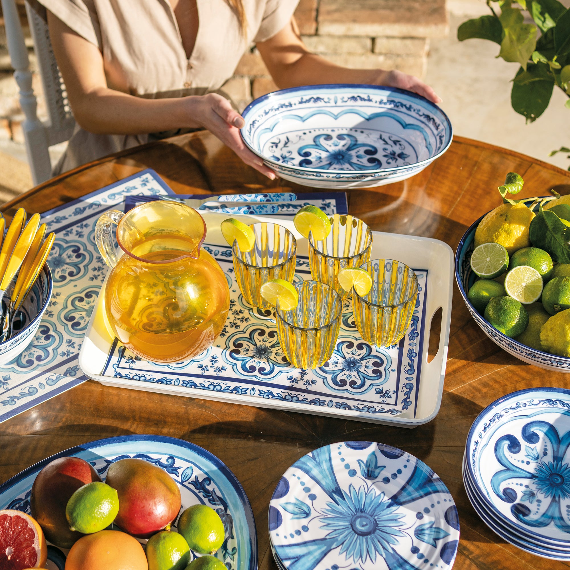 RECTANGULAR TRAY WITH HANDLES "BLUES" - Image 2